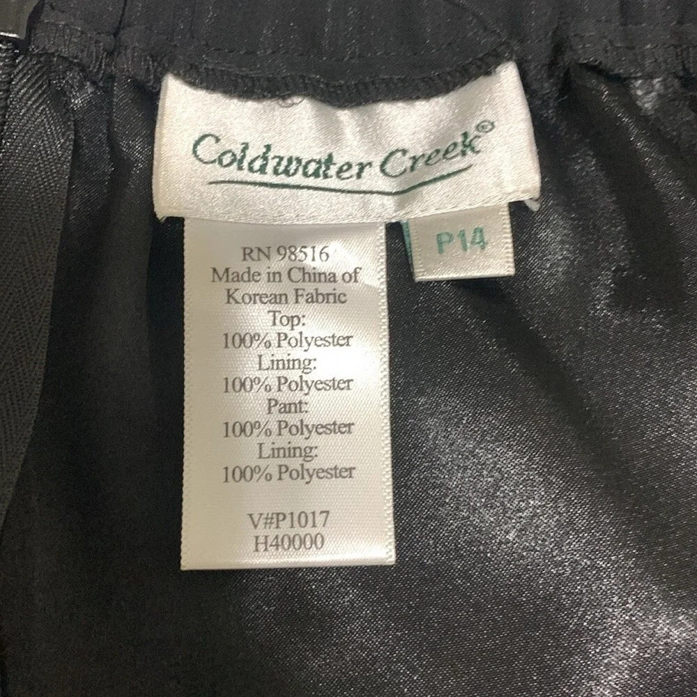 Coldwater Creek Womens Petite 14 Black Wide Leg Chiffon Overlay‎ Dress Pants P14